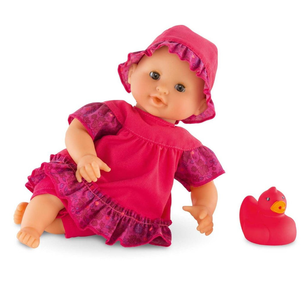 NIB Corolle Bath Toy  Baby Raspberry Doll w/Hat * Duck 12"-30cm New in Box